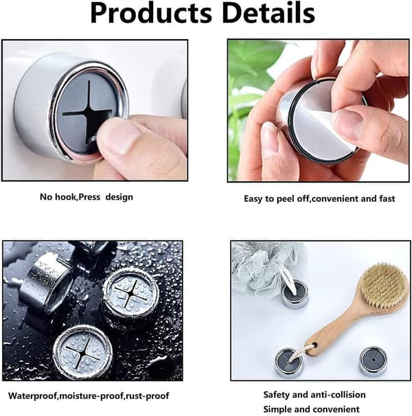 4 Pieces Kitchen Towel Hooks Round Adhesive Dish Towel Hook Premium Chrome