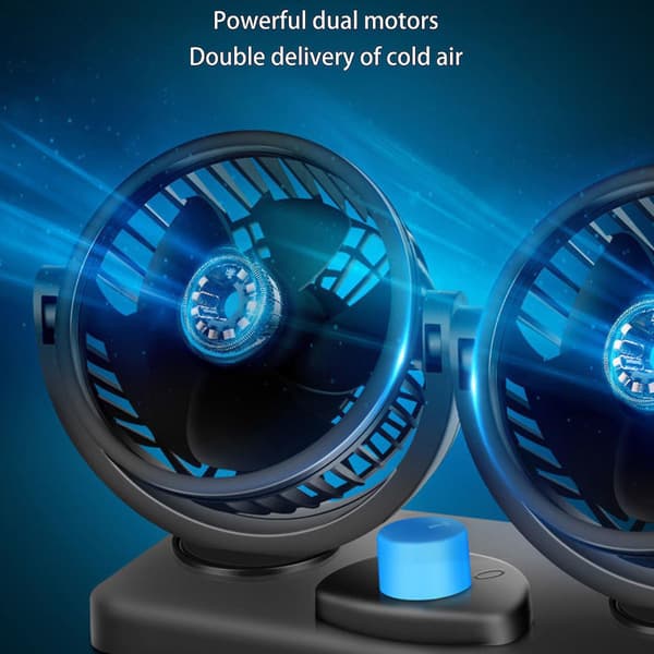 Elektrisk bilvifte med 360 graders roterbar 2-trinns dobbelthode C 12V pair-USB