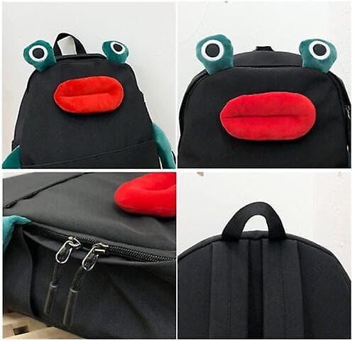 3d Funny Cartoon Oxford Frog Backpack Schoolbag Waterproof Novelty Daykpack Black