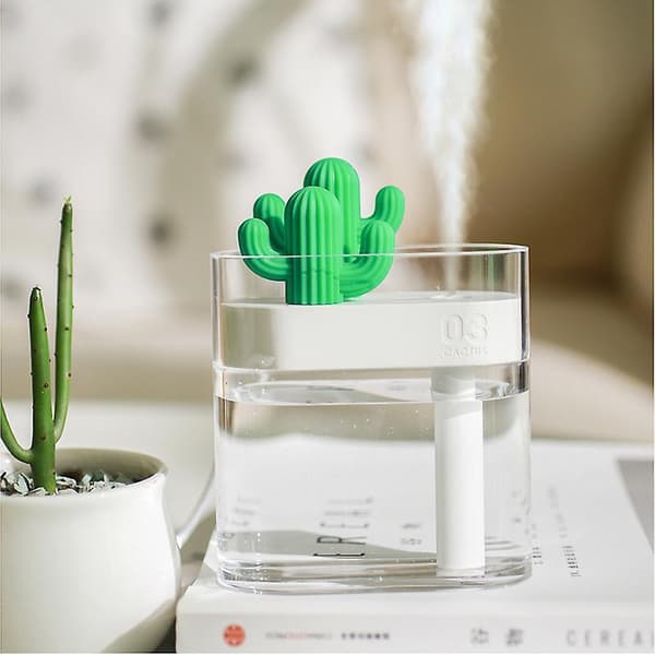 Portable Mini Cactu Humidifier With Night Light Super Quiet Humidifier For Bedroom Home Office