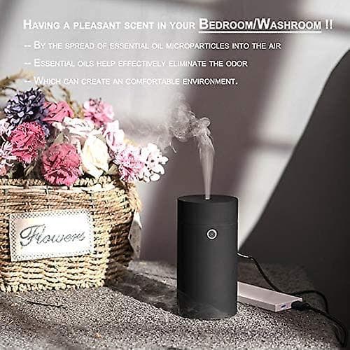 Bil Diffuser Luftfukter Aromaterapi Eterisk Olje Diffuser USB Kjølig Tåke Mini Bærbar Diffuser For Bil Hjem Kontor Soverom (Ensfarget Svart)