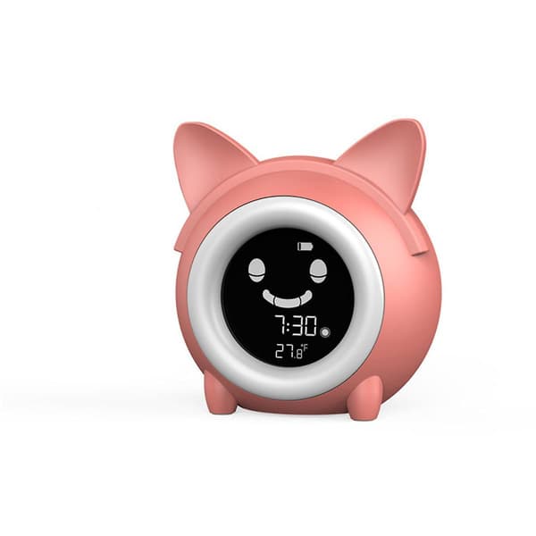 Cartoon Cat Mini Alarm Clock New Children's Sleep Wake-up Clock Creative Digital Electronic Clock (pink)