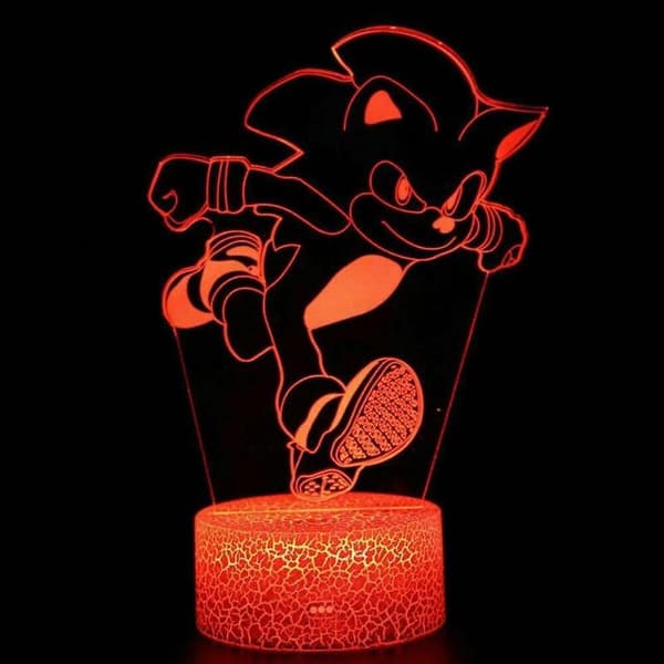 3D Illusion Sonic Hedgehog Natlampe, Anime Bordlampe