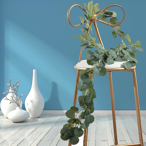 Faux Eucalyptus Garland 6.5ft, 146 Pcs Leaves Christmas Greenery Garland For Wedding Backdrop Centerpiece Decor