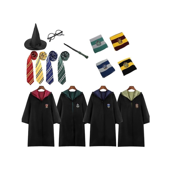 Harry Potter 6-delt Sett Magisk Trollmann Cosplay Kostyme Kappe Green 155cm