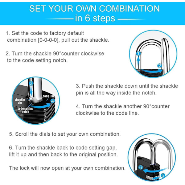 2 Pack 4 Digit Lock Combination Lock, Combination Padlock For School Locker, Shed, Fence, Hasp