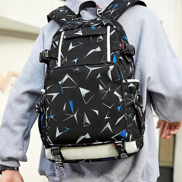 Vanntett Canvas Laptop Ryggsekk Med USB Blue