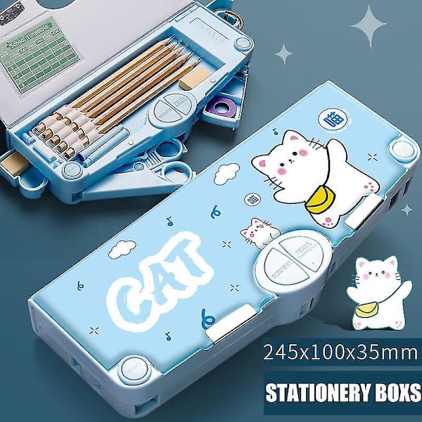 Multifunction Pencil Case Stationery Organizer Box Cute Pattern School Supplies 4