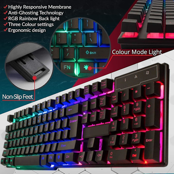Gaming Keyboard Usb Rgb Wired Rainbow Keyboard, Specially Designed For Gamers