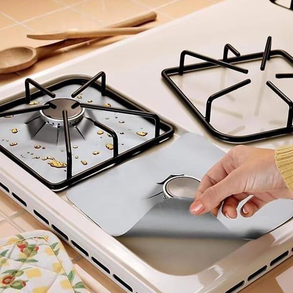 4pc Stove Protector Cover Liner Gas Stove Protector Mat Cooker Cover Black