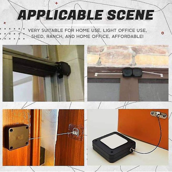 Punch Free Strong Adhesion Steel Wire Fast Closing Automatic Sensor Door Closer Black