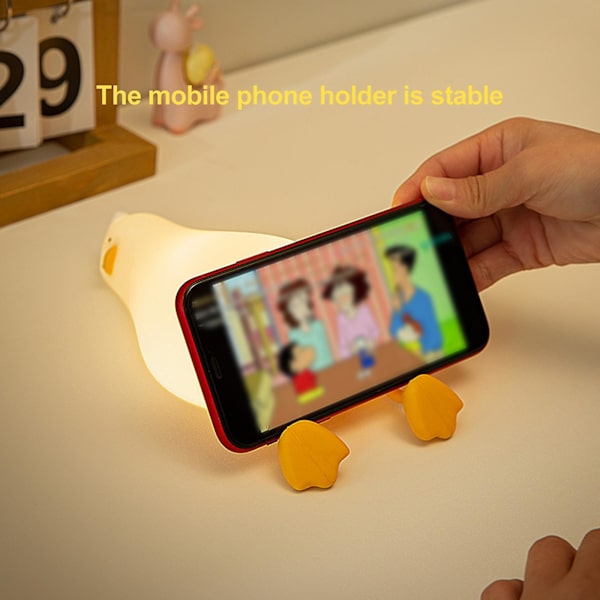 Cute Silicone Lying Flat Duck Night Light Portable Rechargeable Led Lamp With Touch Sensor