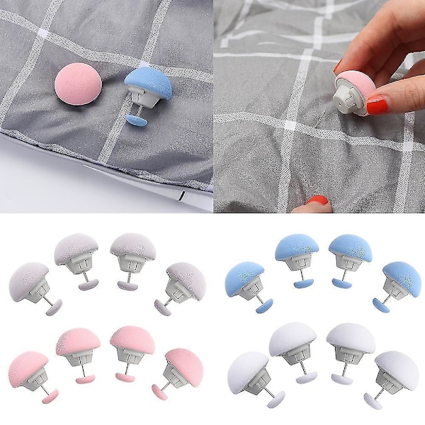 4/8/16/24 stk. Sopp Dynetrekk Klyper Macaron Sklisikker Dynetrekk Klype Én Nøkkel For Å Låse Opp Dynetrekk Feste Klype Laken Pink 8 PCS
