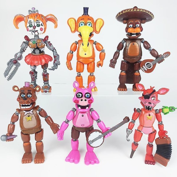6pcs Halloween Teddy Bear Midnight And Five Nights Illuminated In Freddy's Security Breach And Doll D