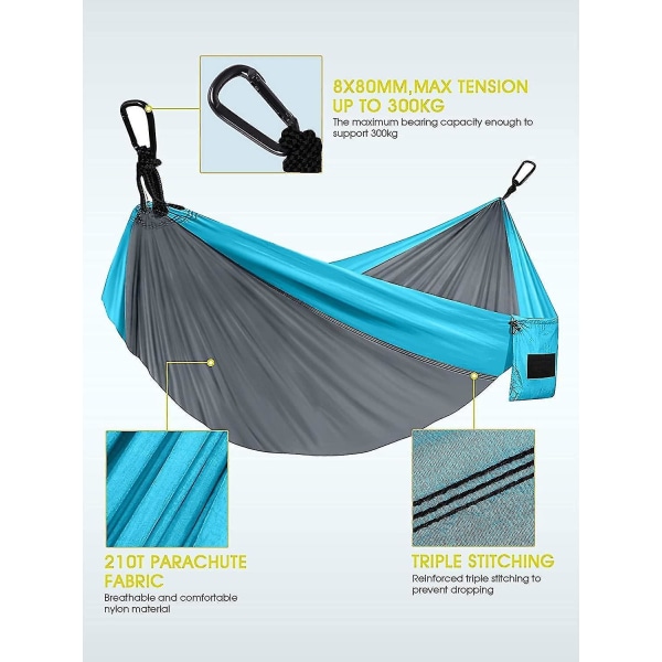 Multifunctional Lightweight Camping Hammock Double & Single With 2 X Hanging Straps For Outdoor, Hiking