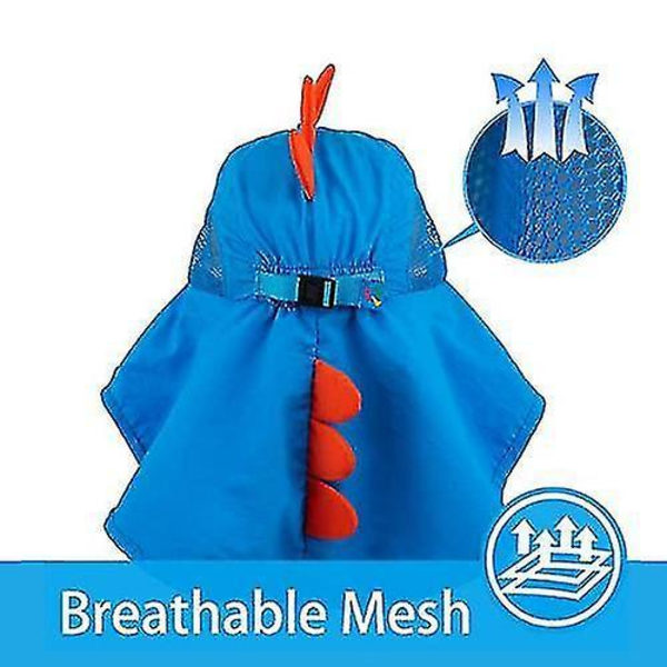 Kids Sun Hat Wide Brim Beach Hats With Adjustable Strap deep blue