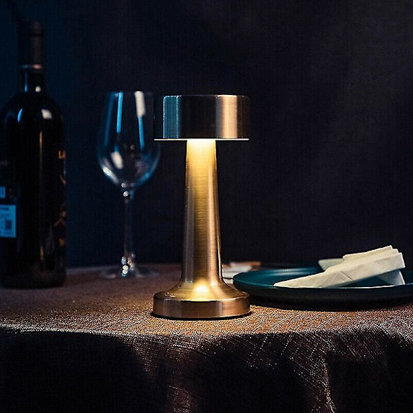 Rechargeable Led Table Lamp Touch Sensor Desk Light Bedroom Restaurant Bar Decor Bronze Dumbbell