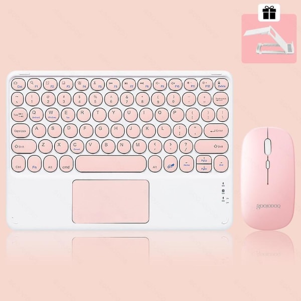 Ipad Keyboard And Mouse Combo, Wireless Bluetooth Keyboard Pink k A
