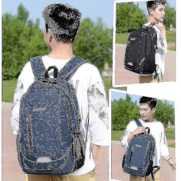 Student School Bag Usb Charging Travel Bag Computer Backpack Dark gray