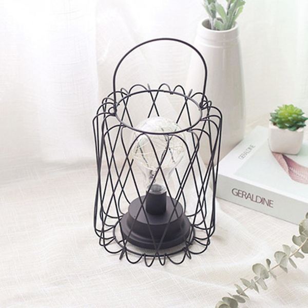 Metallbur Bordlamper Batteridrevne Nattlamper Med LED-lys For Soverom B