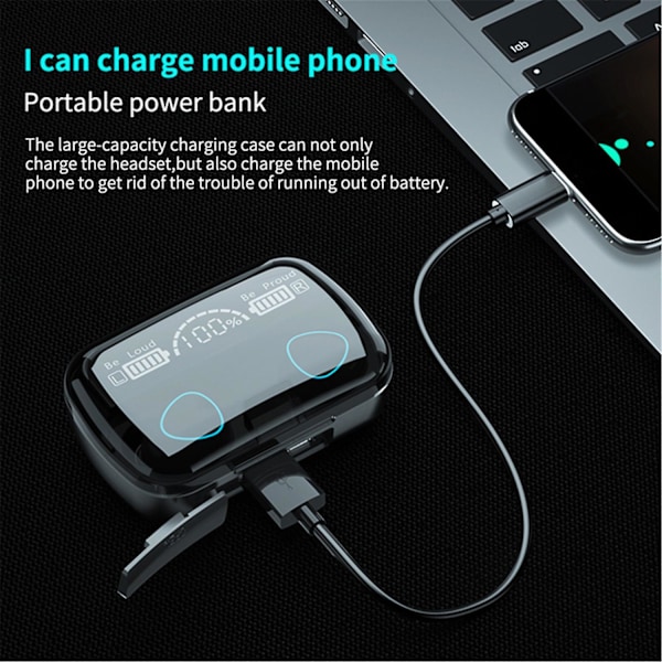 M10 Wireless Bluetooth 5.1 In-ear Headphones Led Digital Display Earphone Black