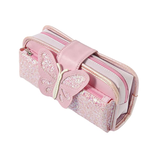 Pencil Pouch Large Capacity Waterproof Oxford Cloth Butterfly Style Stationery Container Pen Zippered Storage Bag For Home Pink