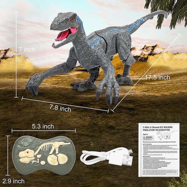 Remote Control Dinosaur Toys, Walking Robot Dinosaur With Led Light Up & Roaring