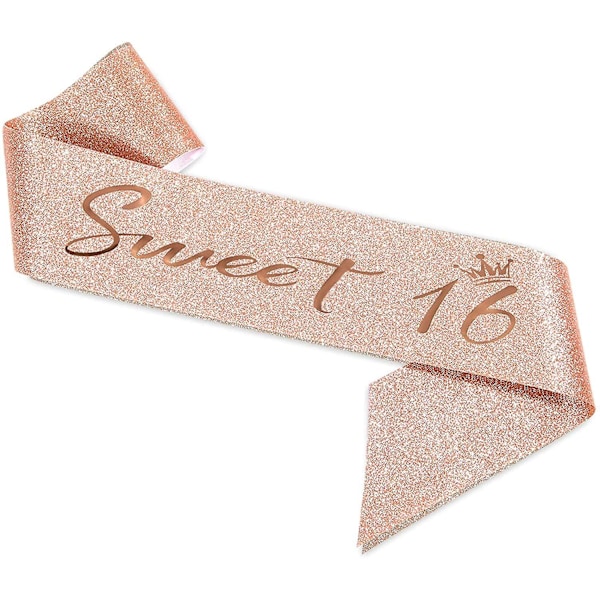 16-vuotissyntymäpäiväsatiininauha ja tiara tytöille, Sweet Sixteen -syntymäpäiväsatiininauha kruunu 16 & Fabulous satiininauha ja tiara