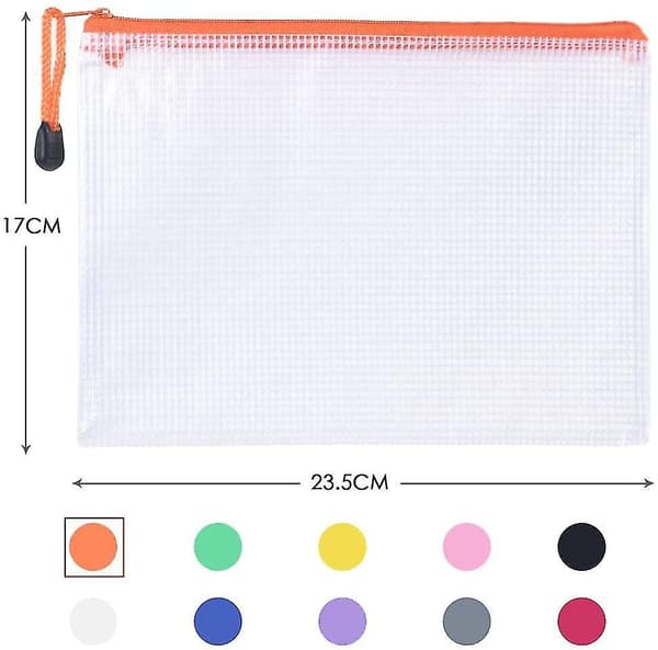 Plastik Lommer A5, 10 stk. Lynlåsposer Mesh Dokumentmappe Dokumentmapper