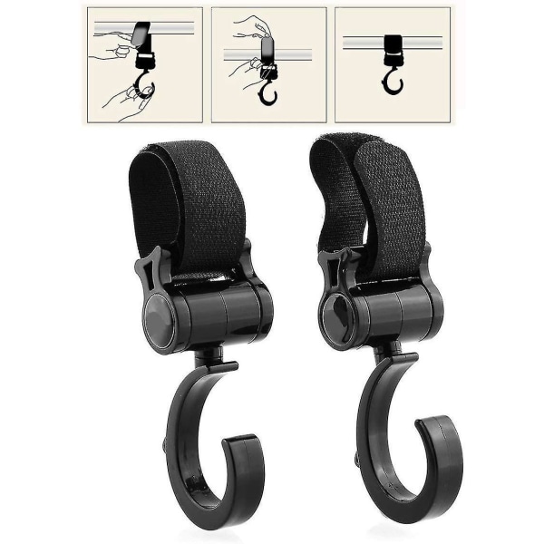 2 Pieces Stroller Hooks Versatile Children For Stroller Stroller Hooks Black