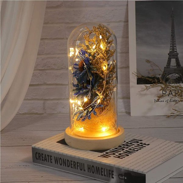 Enchanted Flower Lamp,artificial Sunflower In Glass Dome,led