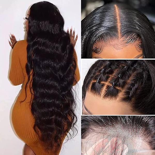 4x4 Body Wave Lace Closure Human Hair Wigs Short Lace Wig Human Hair 14 Inch Lace Front Wigs Human Hair For Black Women 180% Density Pre Plucked With