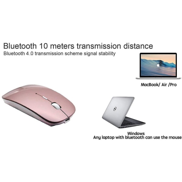 Rechargeable Bluetooth Wireless Mouse For Macbook/macbook Air/pro/ipad Rose Gold