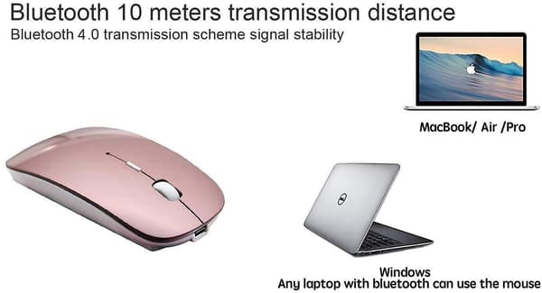 Rechargeable Bluetooth Wireless Mouse For Macbook/macbook Air/pro/ipad Rose Gold