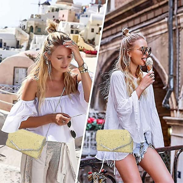 Dame Aften Clutch Tasker Formelle Fest Clutcher Bryllupspunge Gold