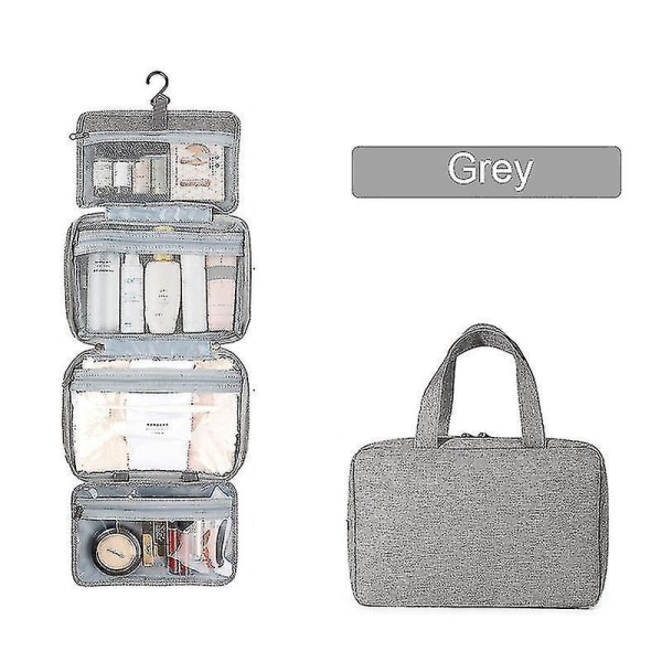 Toiletry Bag Travel Bag With Hanging Hook Water-resistant Makeup Cosmetic Bag Grey