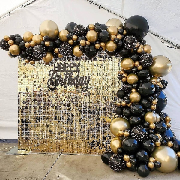 Party Balloons-136 Pieces Of Diy Gold And Black Garland Balloon Kits Suitable For Birthday/party/christmas/wedding