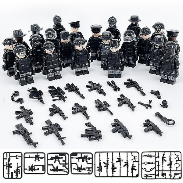 Military Building Blocks Series Black Special Police And Off-road Vehicle Set Small Particles Assembled Minifigure Toy