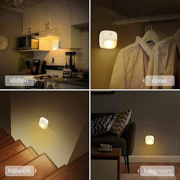 Litzee Led Night Light, Self-adhesive Wall Night Lamp With Motion Detector And Light Sensor, Led Child Night Light For Bb Room, Cham