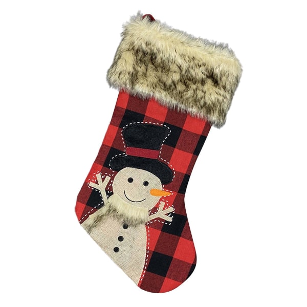 Klassisk Jule Strømpe med Elgmønster, Ikke-vevd Stoff, Fotorekvisitter, Peis Strømpe, Tredekorasjon Snowman