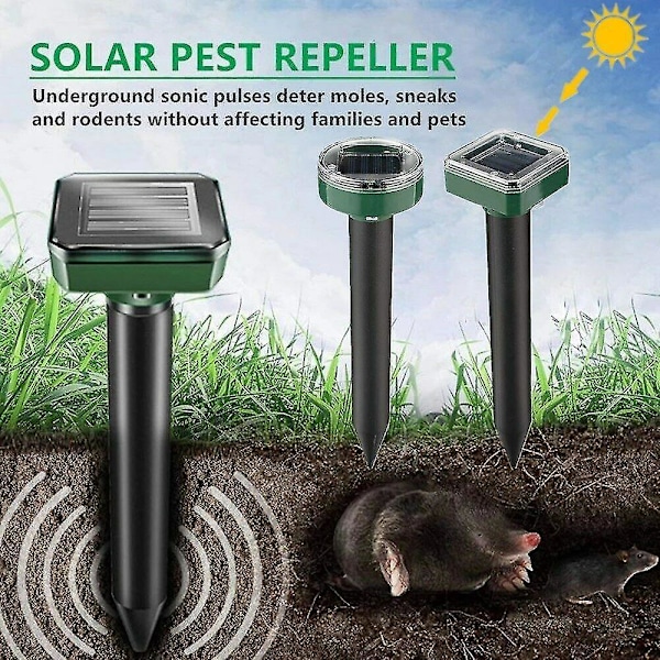 2pack Solar Power Ultrasonic Mice Gopher Mole Pest Snake Repellent Repeller