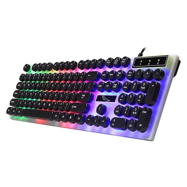 Glowing Keyboard With Round Keycaps For Pc/laptop Gaming Backlit Keyboard For Computer Gamers Black