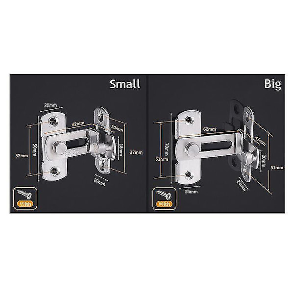 Stainless Steel 90 Degree Sliding Door Hasp Latch Locks -security Tools Small