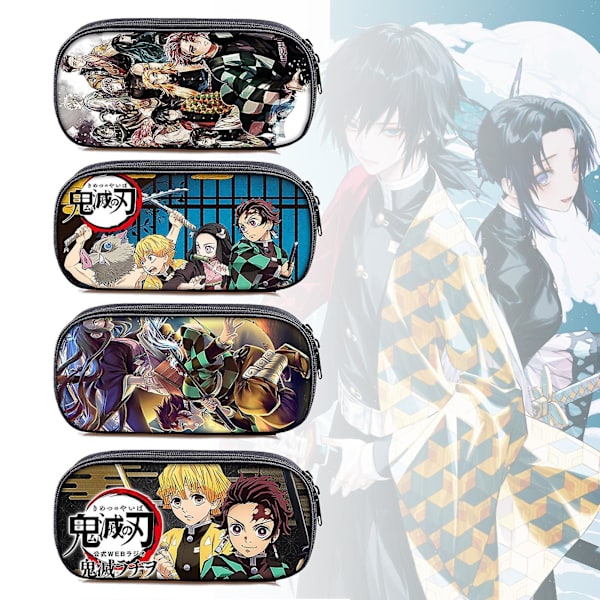 Rectangle Polyester Anime Demon Slayer Cartoon Action Figure Student Pencil Case 17