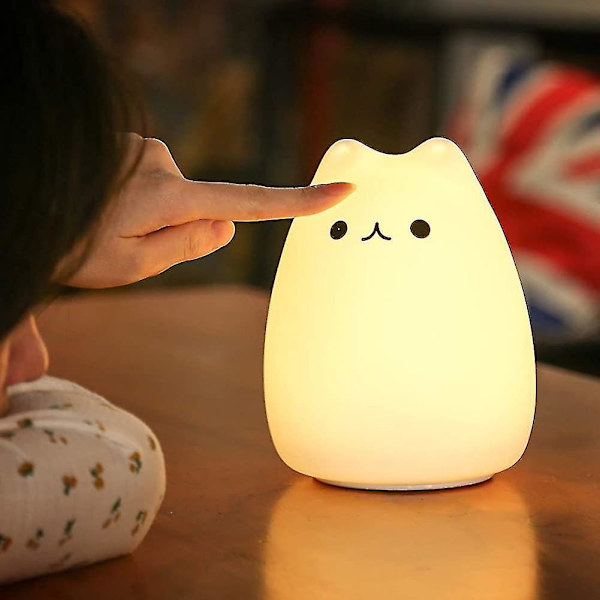 Children's Night Light, Kids Cat Lamp, Remote Control Dimmable Light With 16 Rgb
