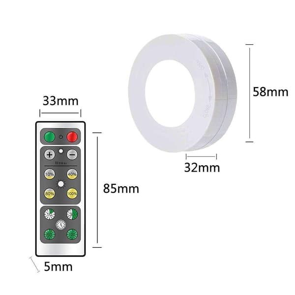 3pcs Led Dimmable Wireless Puck Lights With Remote Control Lights Stick Anywhere For Cabinet Showcase Wardrobe