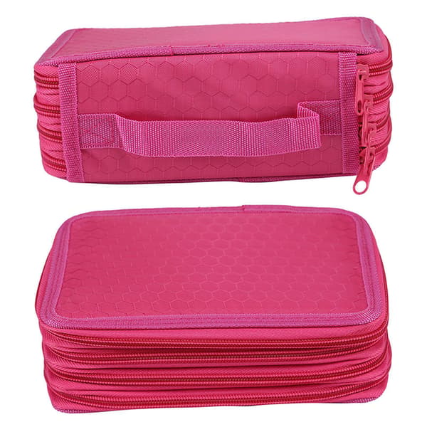 4 Layer Large Capacity Stationery Bag Pencil Case Pen Storage Box Organizer Rose Red