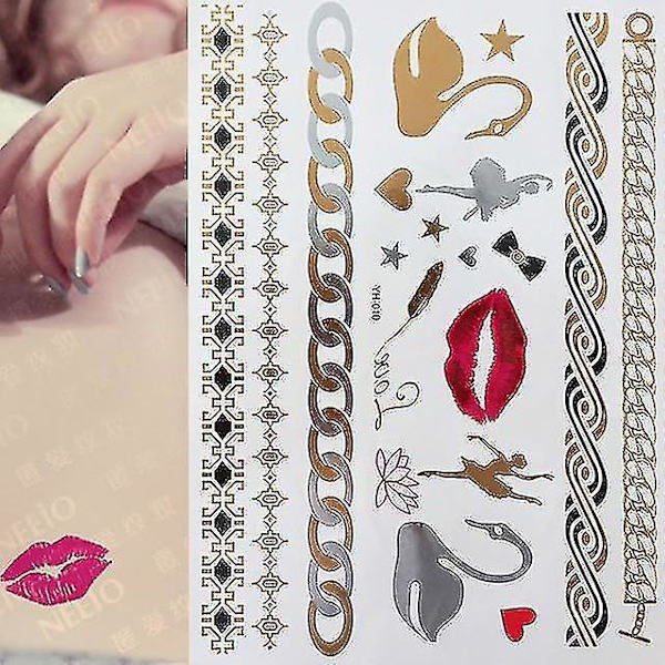 Flash Metallic Waterproof Tattoo Gold ,silver - Women Fashion Design Temporary