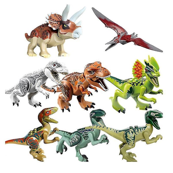 8 stk. børnelegetøj Dinosaur Byggeklodser Jurassic Dinosaur Samlet Pædagogisk Legetøj