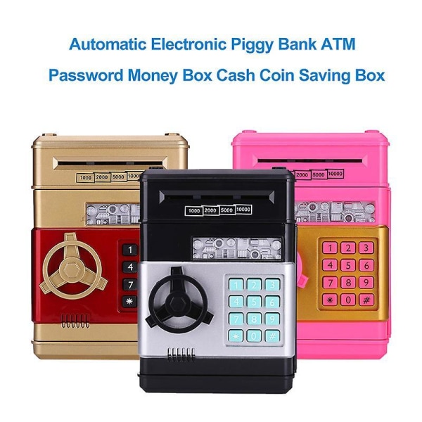 Atm Piggy Bank Mini Electronic Password Money Box Safety Chewing Cash Coins Saving Box Automatic Deposit Banknote Kids Toys Gift D